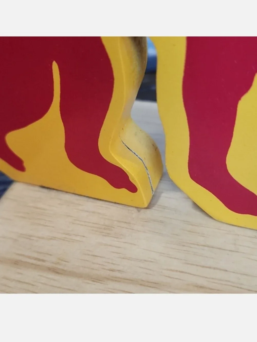 Crate & Barrel Wood Bookends Red Monkey Blue Elephant Yellow Gold